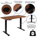 Flash Furniture 48"W x 24"D Mahogany Electric Height Adjustable Standing Desk with Black Mesh Swivel Ergonomic Task Office Chair