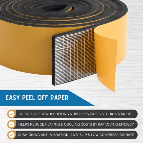 Foam Weather Stripping Door Seal Tape Roll for Door Frame, Window, Air Conditioner, Self Adhesive, 3 in x 1/16 in x 10 Ft, White N332543