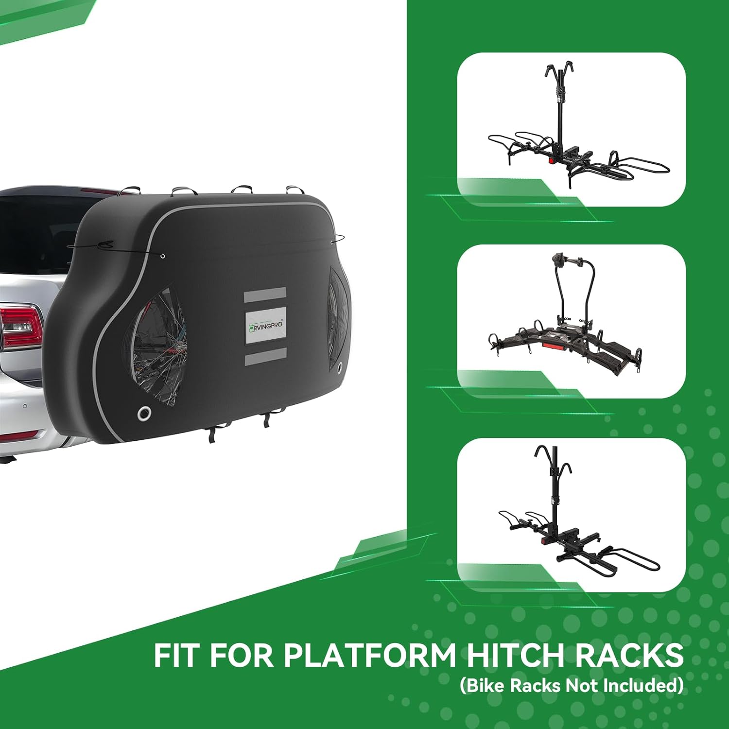 Bike Cover for 2 Bikes on Rear Rack, 600D Oxford Waterproof Outdoor Storage, with 2 Bungee Cords R1494
