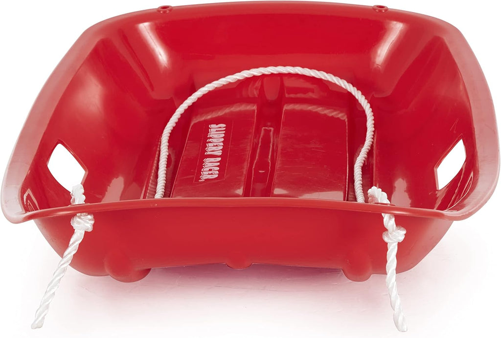 Toddler Plastic Snow Sled with Pull Rope and Handles, Red (2 Pack) N45026